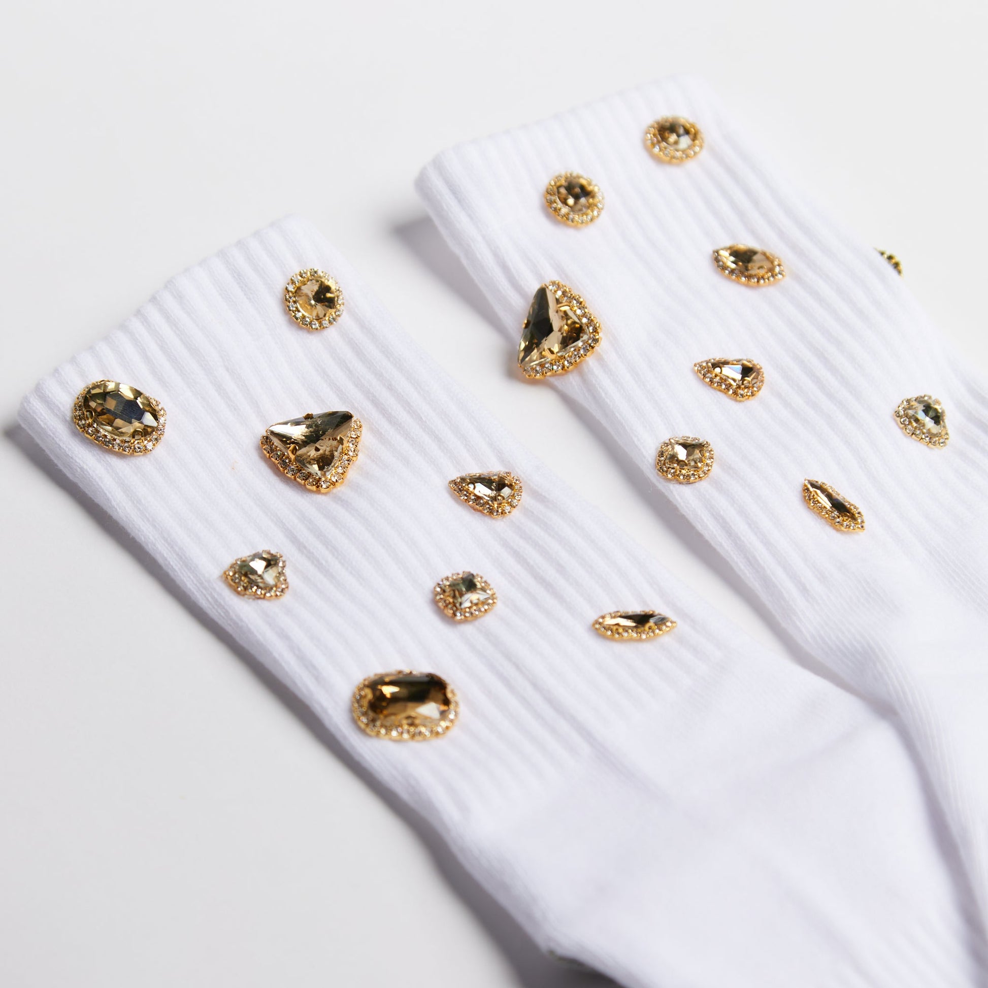 Rebel crystal statement socks in white