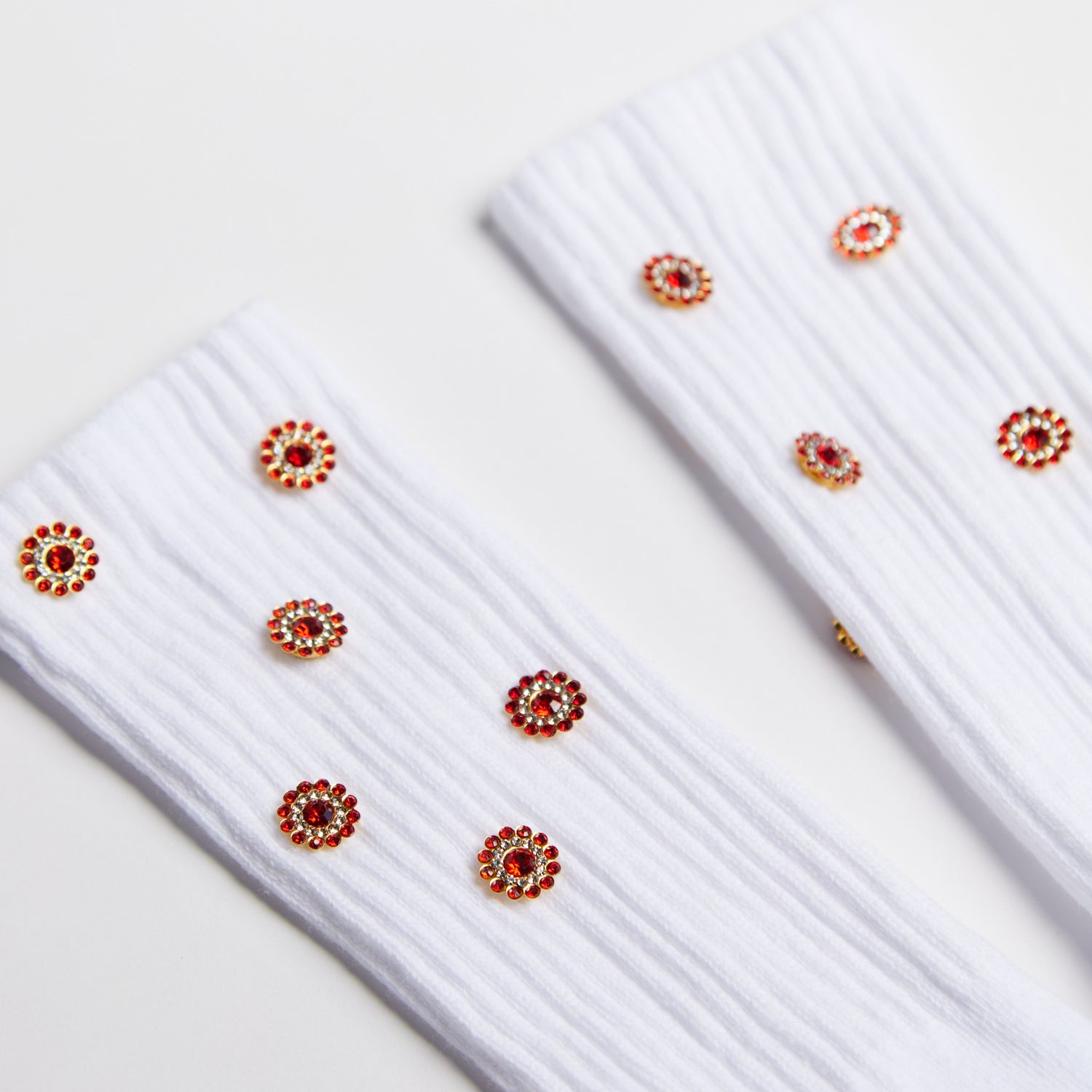 Chrysa crystal statement socks, one row of cut crystal on a signature crew
