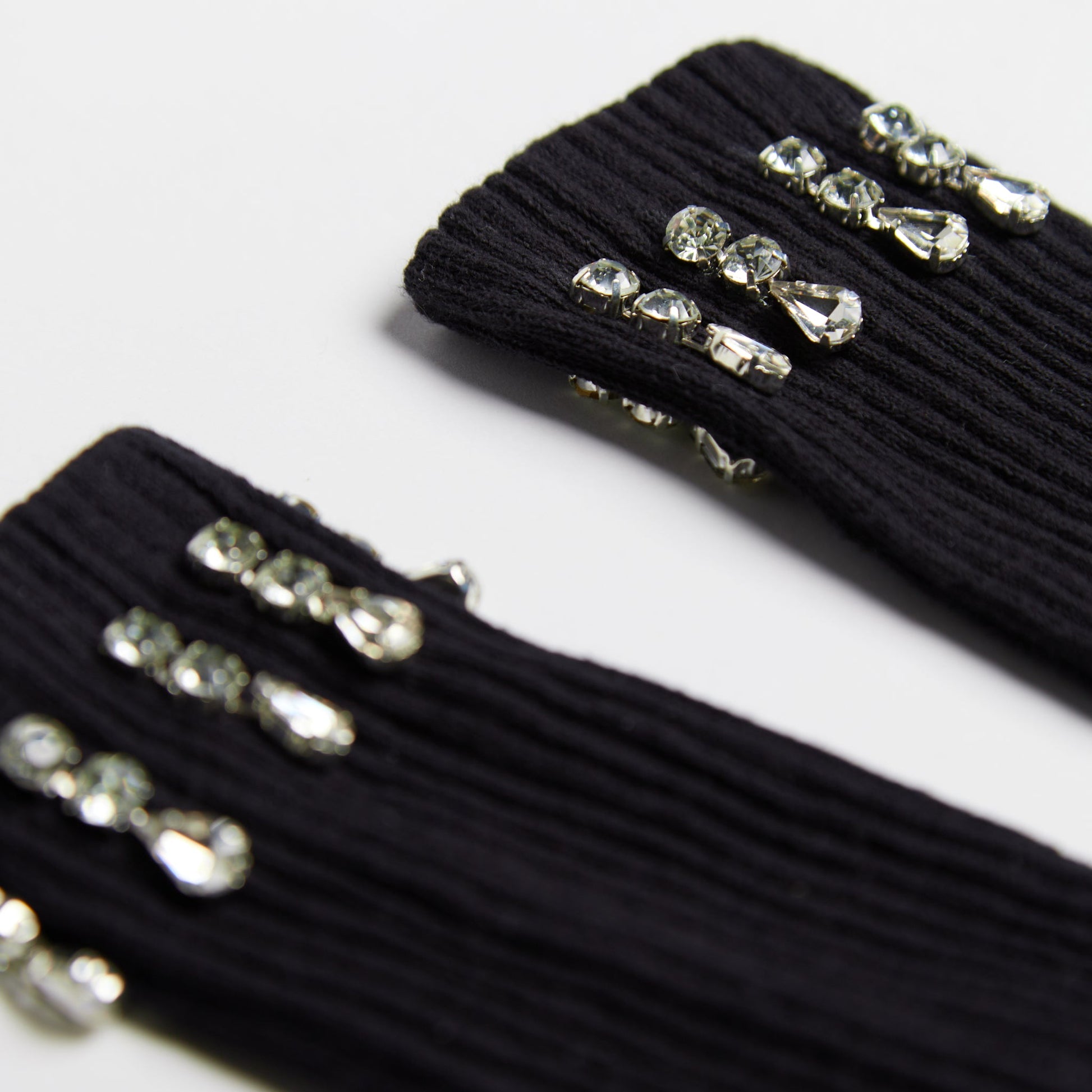 Ice Drop crystal statement socks in black